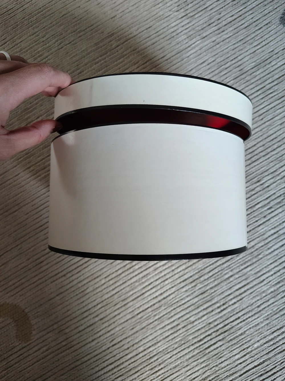 Chanel Round Hat Box in White with Black Trim